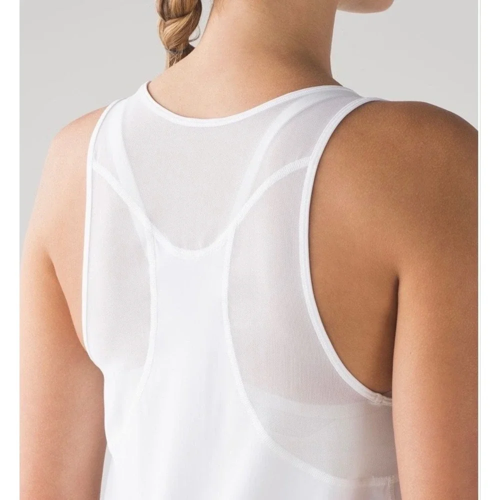 Lululemon Sculpt Tank Top Women 10 White Mesh Racerback Activewear - Picture 6 of 9